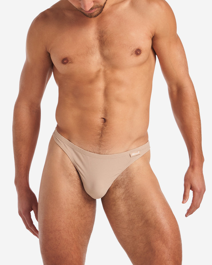 Front shot of Eclipse Thong in tan color