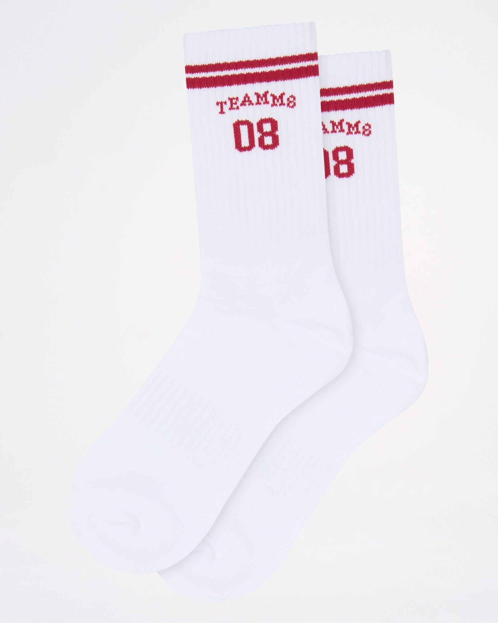 Est. 08 Crew Socks - White|Red