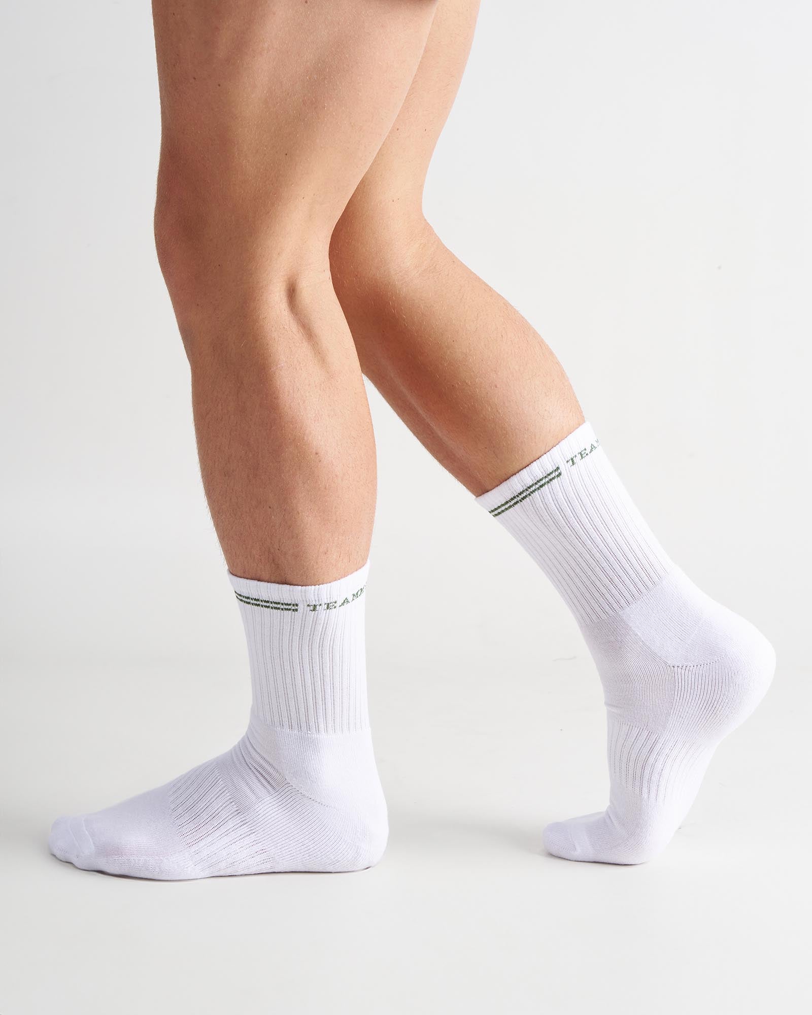 Classic Crew Socks - White|Green
