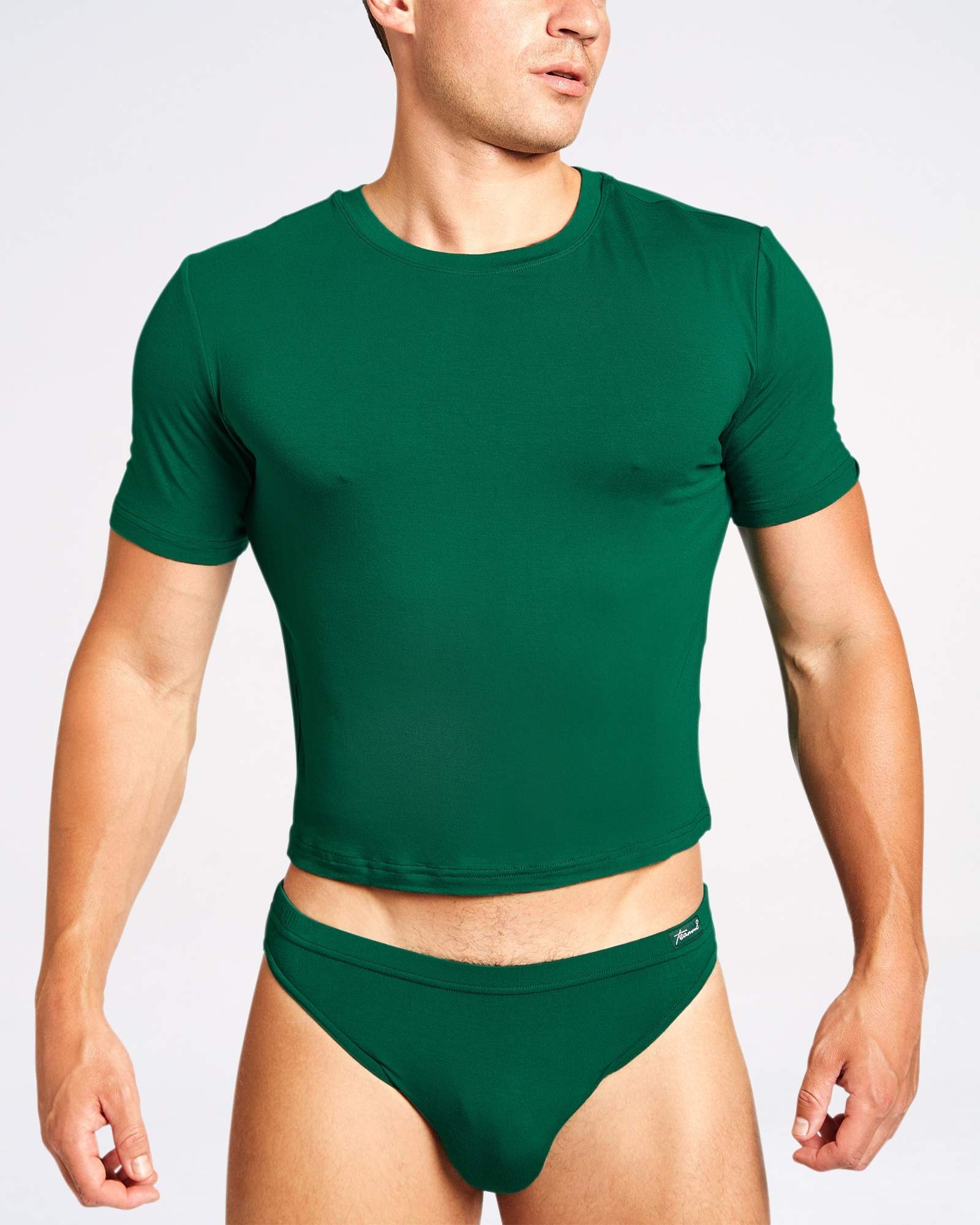 Camiseta Crop Body Bambú - Verde Oscuro