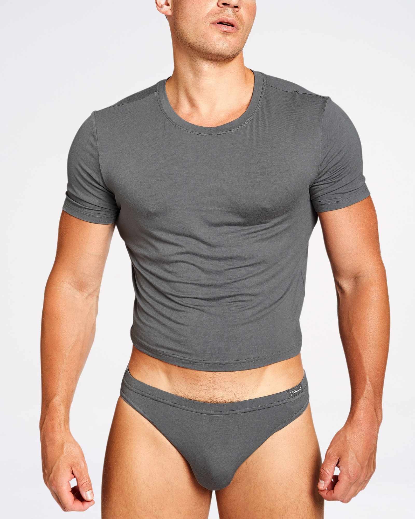 Body Bamboo Crop Tee - Gunmetal