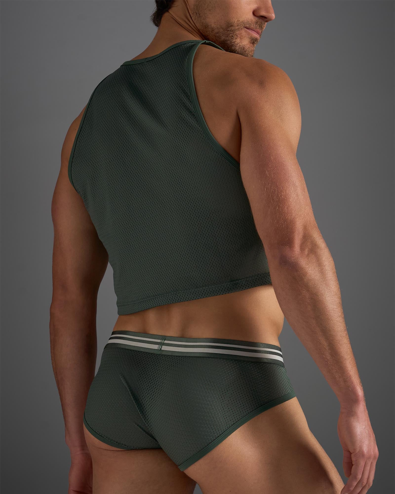 Racer Mesh Crop Singlet - Hunter Green