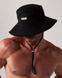 Statement Wide Brim Bucket Hat - Black
