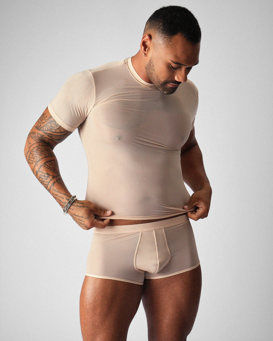 Allure Sheer Cropped Tee - Husk