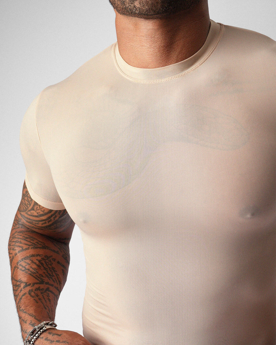 Allure Sheer Cropped Tee - Husk