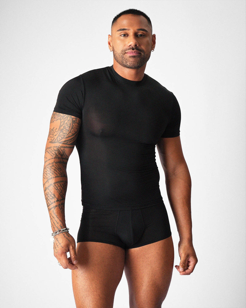 Allure Sheer Cropped Tee - Noir