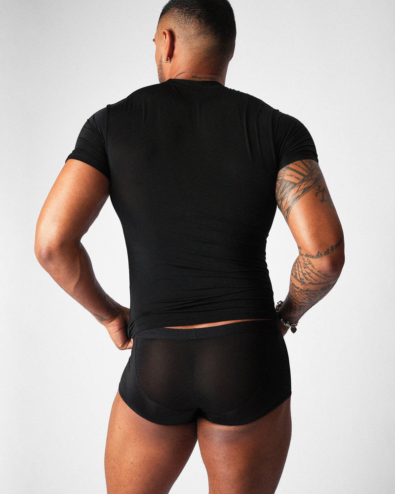 Allure Sheer Cropped Tee - Noir