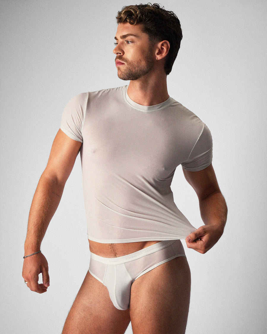 Allure Sheer Cropped Tee - Platinum