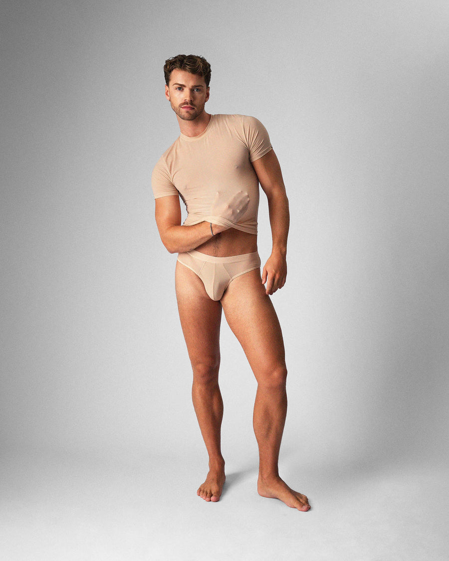 Allure Sheer Cropped Tee - Husk