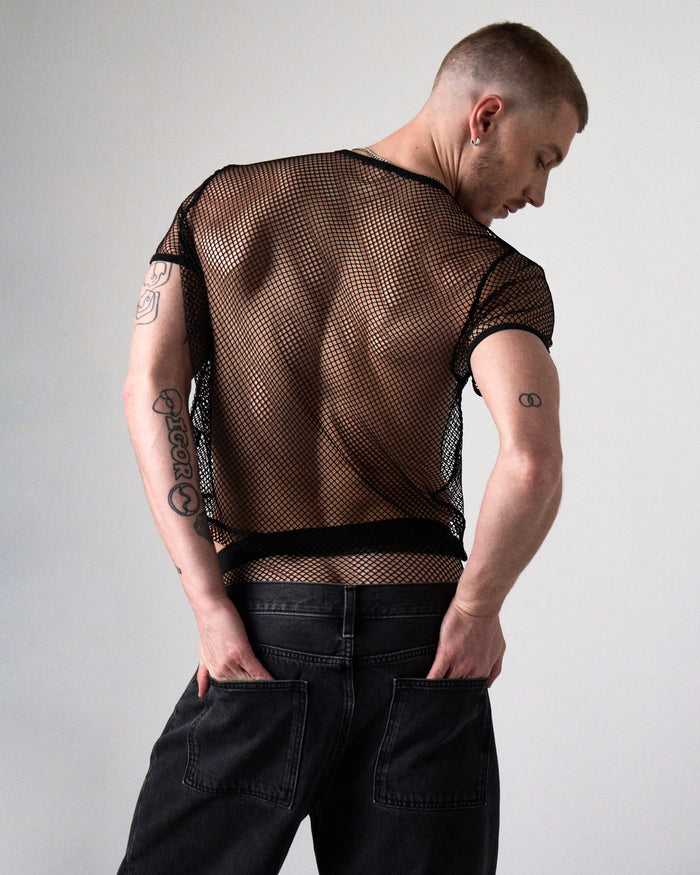 Edge Net Cropped Tee - Jet