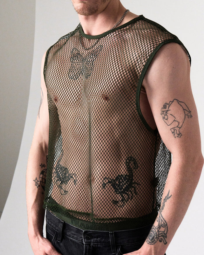 Edge Net Muscle Tank - Forest