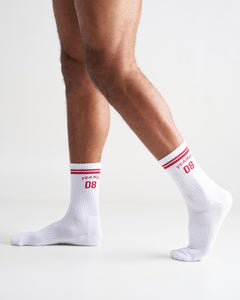 Est. 08 Crew Socks - White|Red