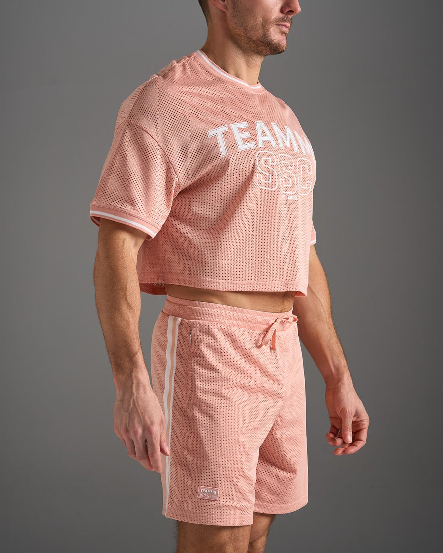 S.S.C. Fraternity Drop Sleeve Crop Tee - Dusty Pink