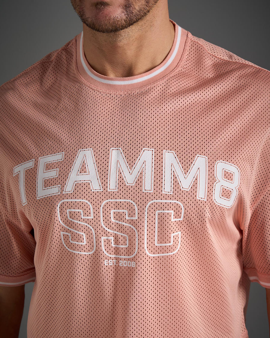 S.S.C. Fraternity Drop Sleeve Crop Tee - Dusty Pink