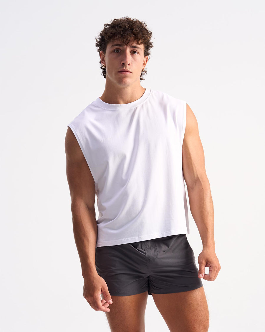 Strike Box Muscle Tank - White
