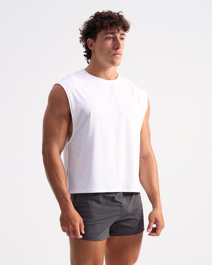 Strike Box Muscle Tank - White