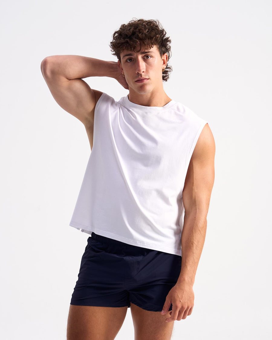 Strike Box Muscle Tank - White