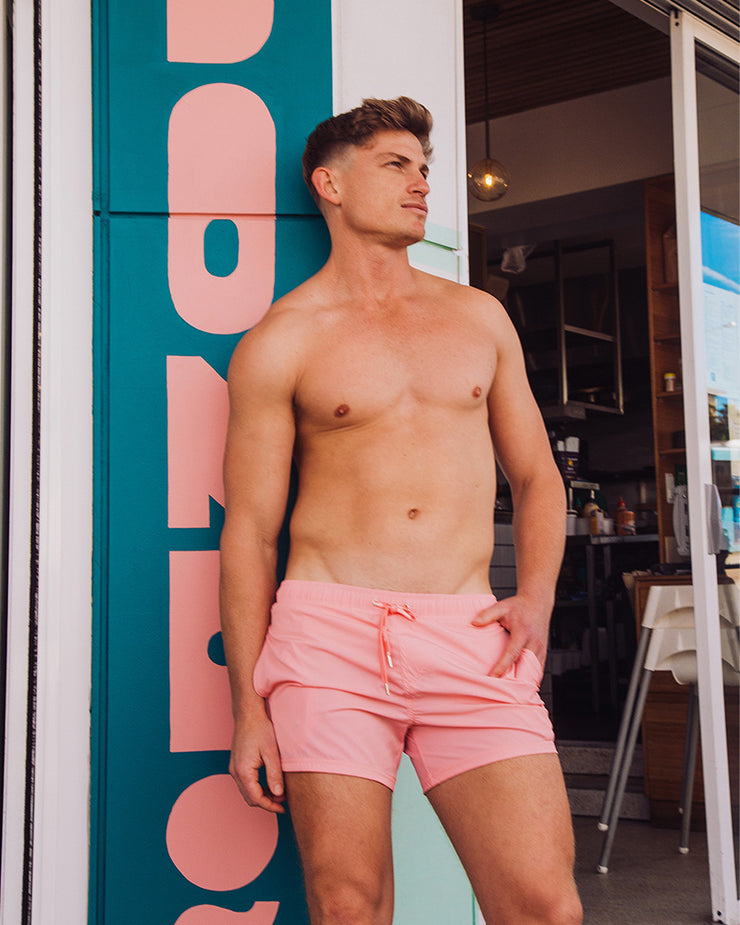 Grid Swim Short - Bondi Pink