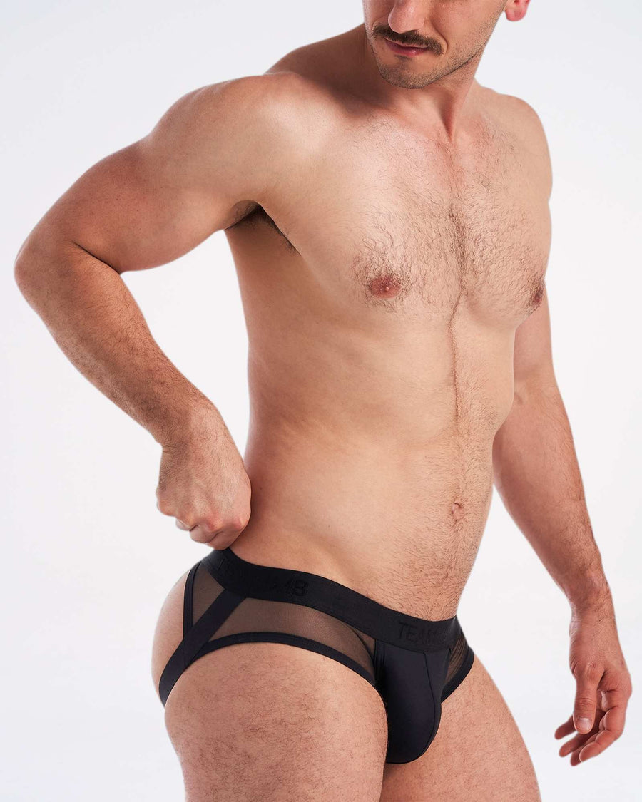 Score Sheer Wide Cut Jockstrap - Black