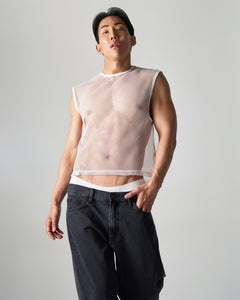 Edge Net Muscle Tank - Chalk