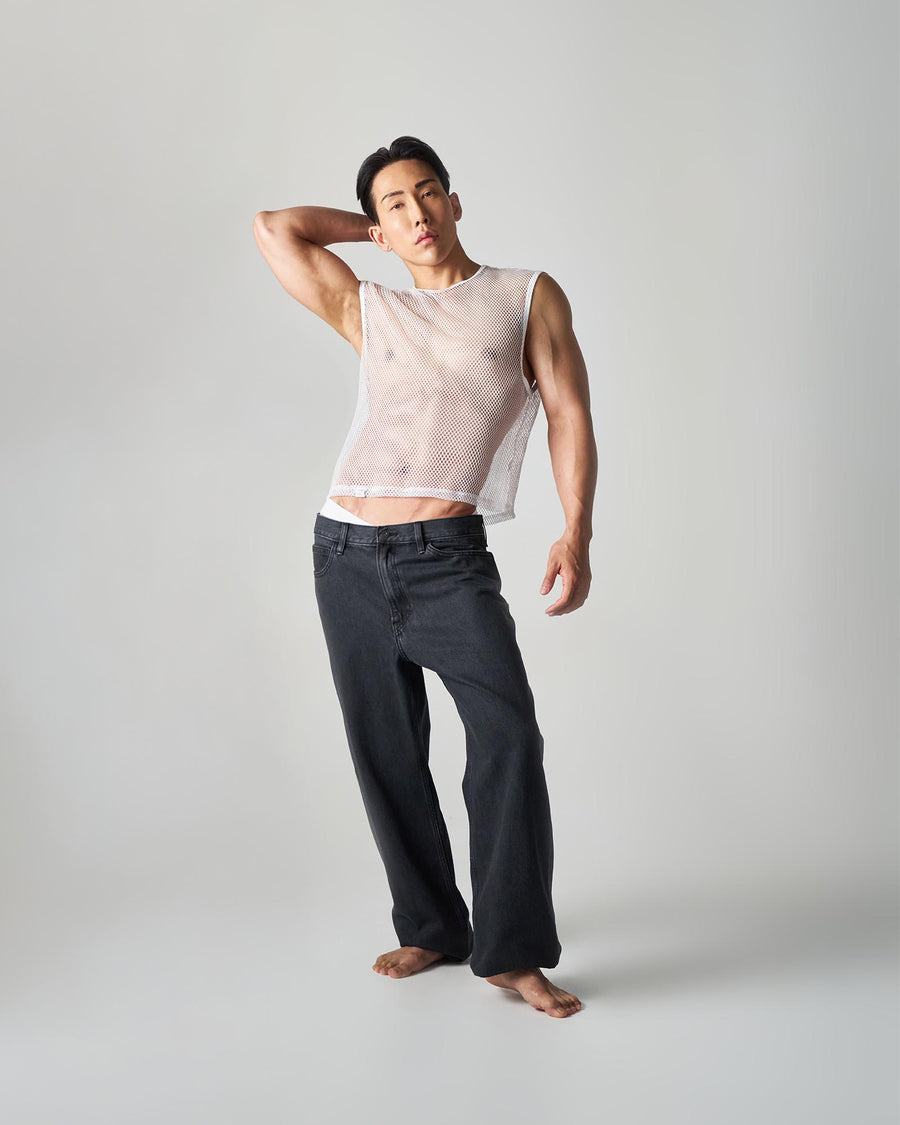 Edge Net Muscle Tank - Chalk