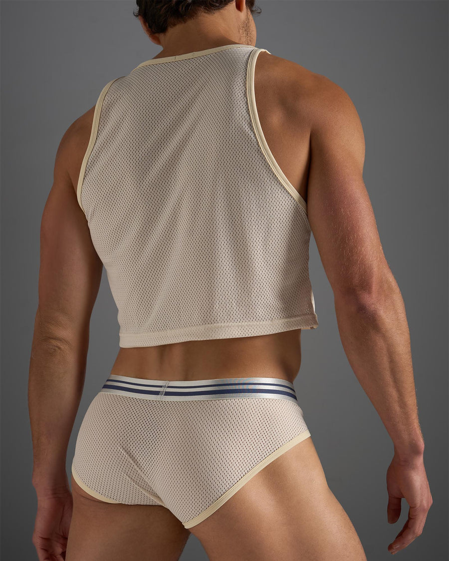 Racer Mesh Crop Singlet - Ecru