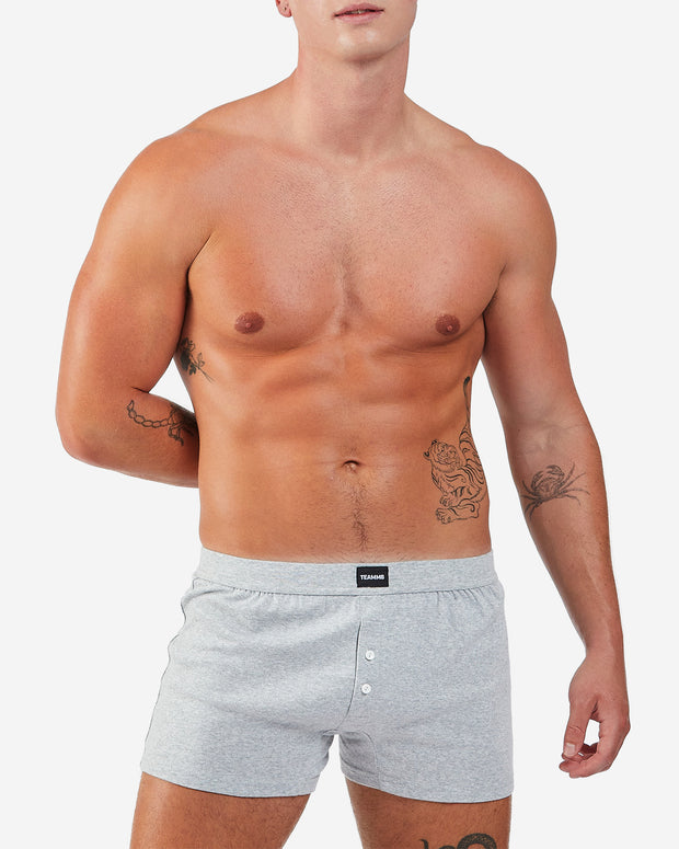 Cotton Boxer Short - Mid Grey Marle